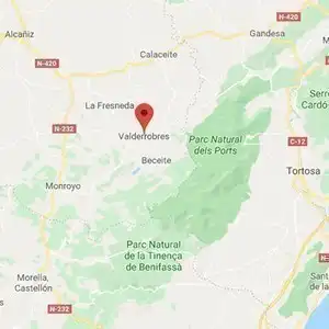 Map of Valderrobres and surrounding area